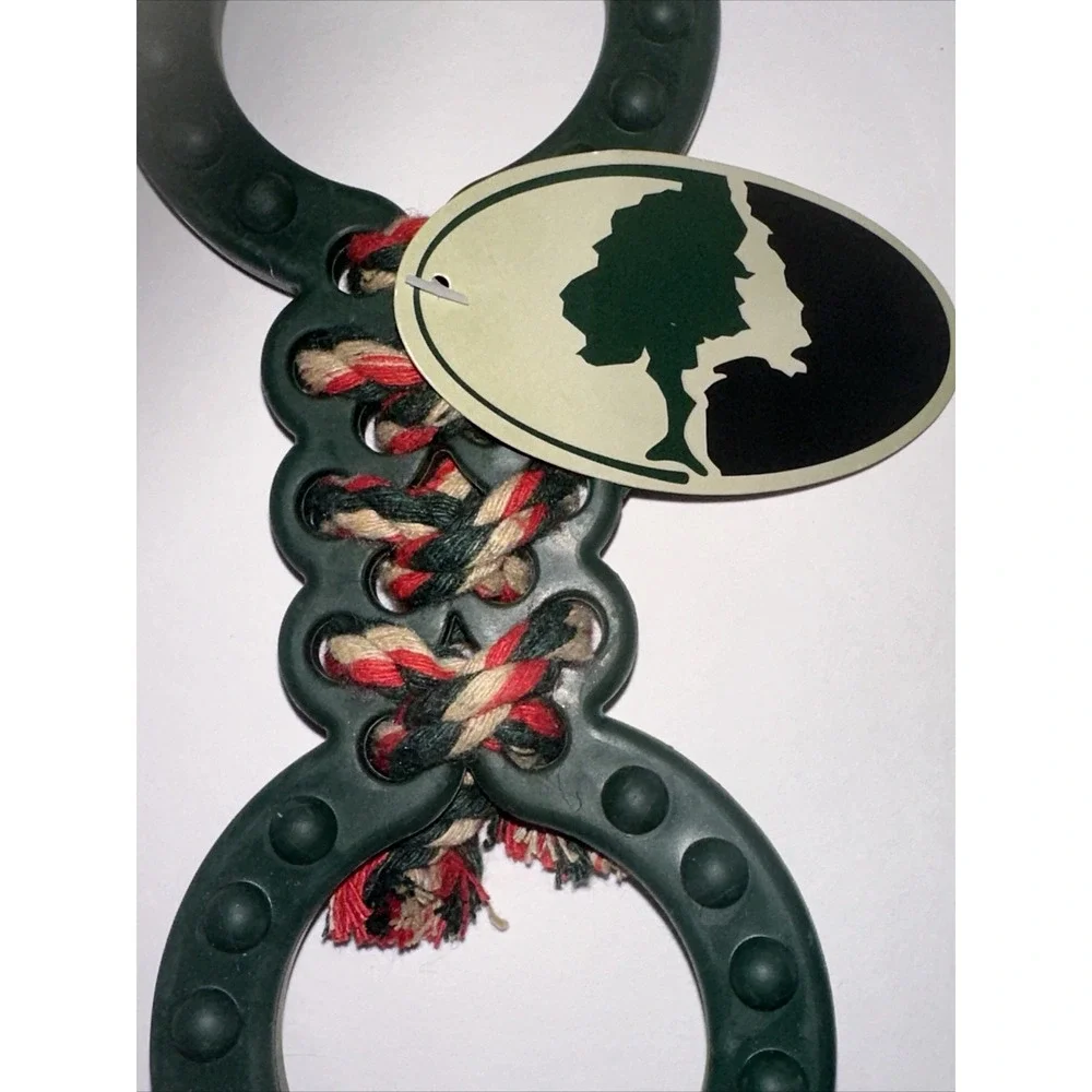 Mossy Oak Forever Pals Dog Rope Tug Toy Double‎ Ring Rubber Green Multi NWT
